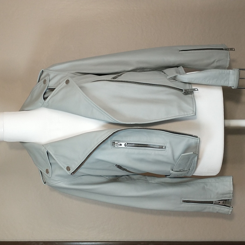 All Saints Light Gray Leather Jacket